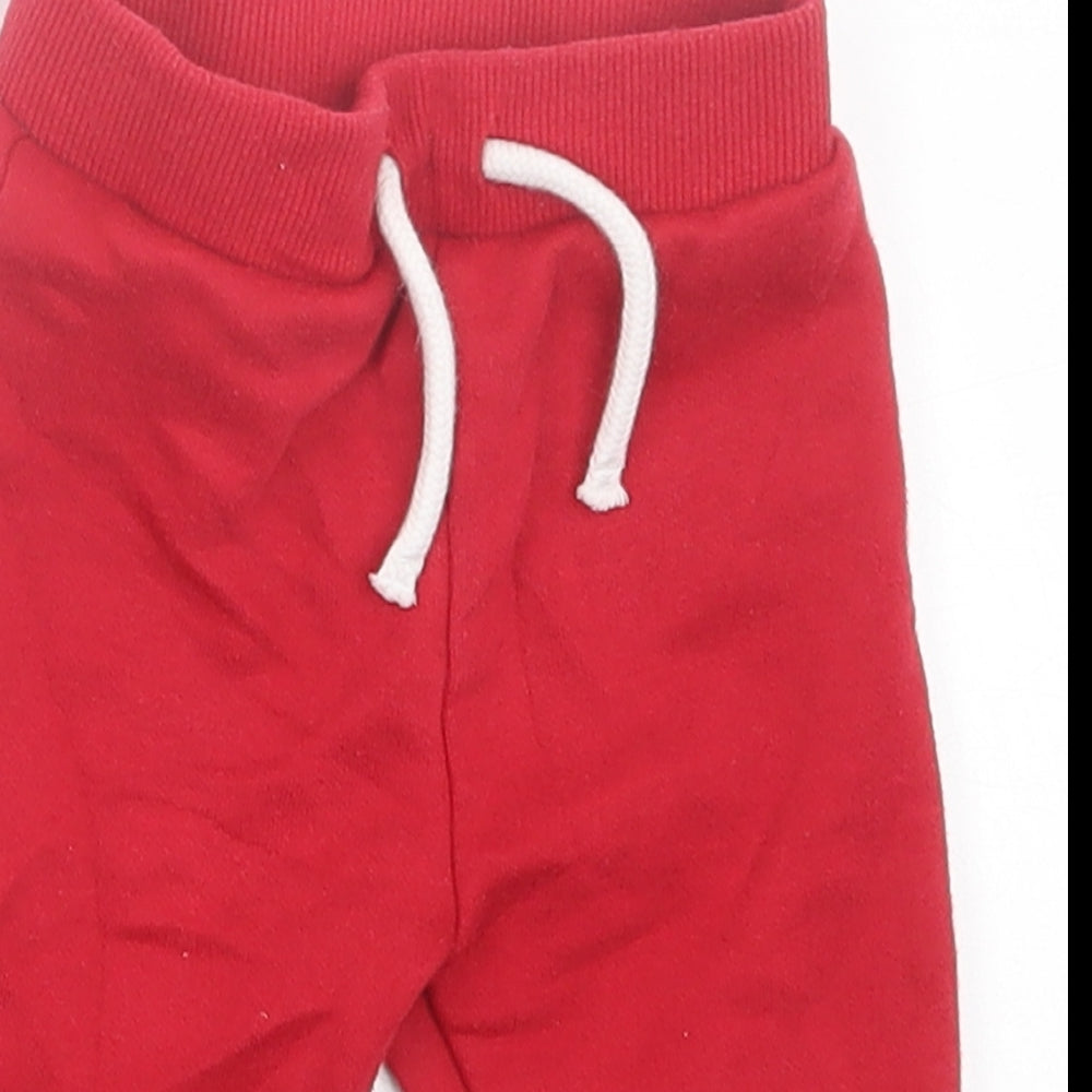 Primark Boys Red  Cotton Jogger Trousers Size 6-9 Months  Tie