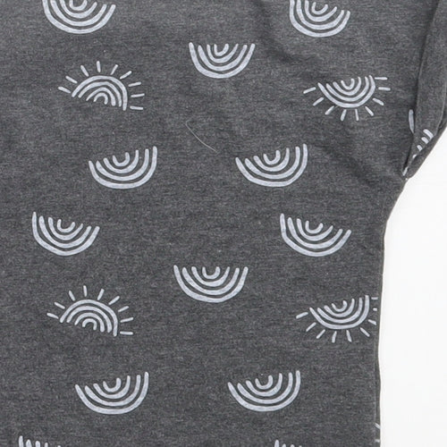 Primark Girls Grey Geometric Cotton Basic T-Shirt Size 9-12 Months Crew Neck Pullover