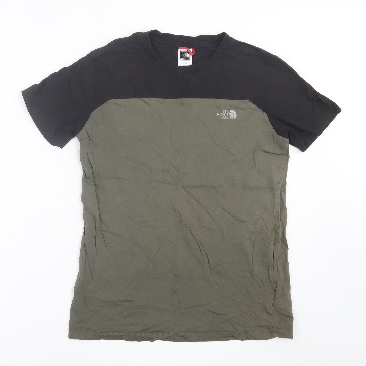 The North Face Boys Green  Cotton Basic T-Shirt Size 14-15 Years Crew Neck Pullover