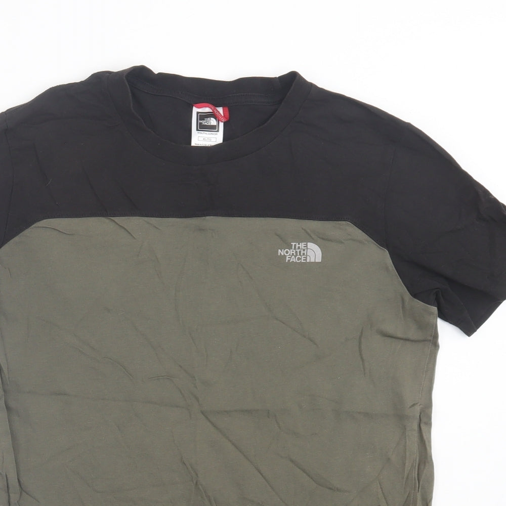 The North Face Boys Green  Cotton Basic T-Shirt Size 14-15 Years Crew Neck Pullover