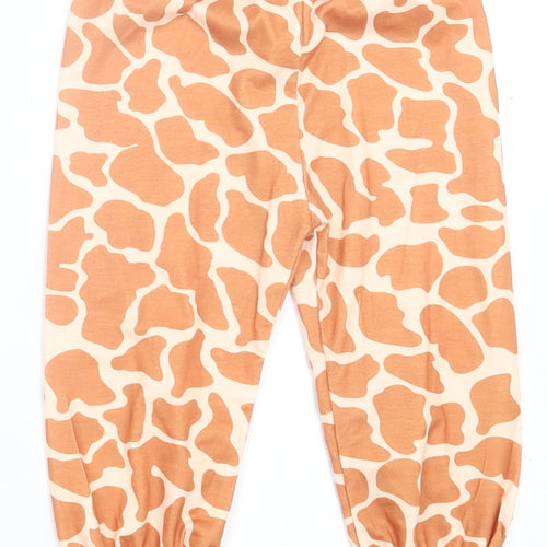 prewornq Girls Brown Geometric Cotton Capri Trousers Size 9-12 Months  Pullover