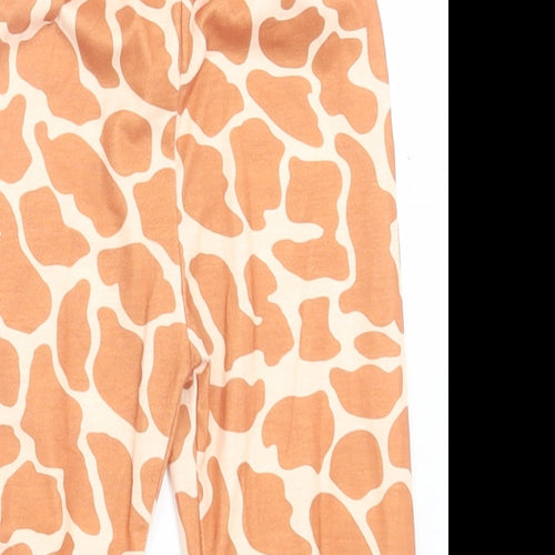 prewornq Girls Brown Geometric Cotton Capri Trousers Size 9-12 Months  Pullover