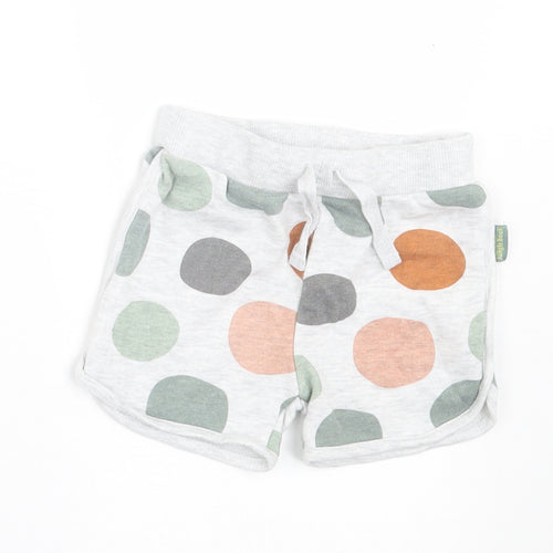 Primark Girls Grey Geometric Cotton Cropped Trousers Size 9-12 Months  Tie