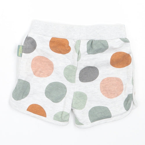 Primark Girls Grey Geometric Cotton Cropped Trousers Size 9-12 Months  Tie