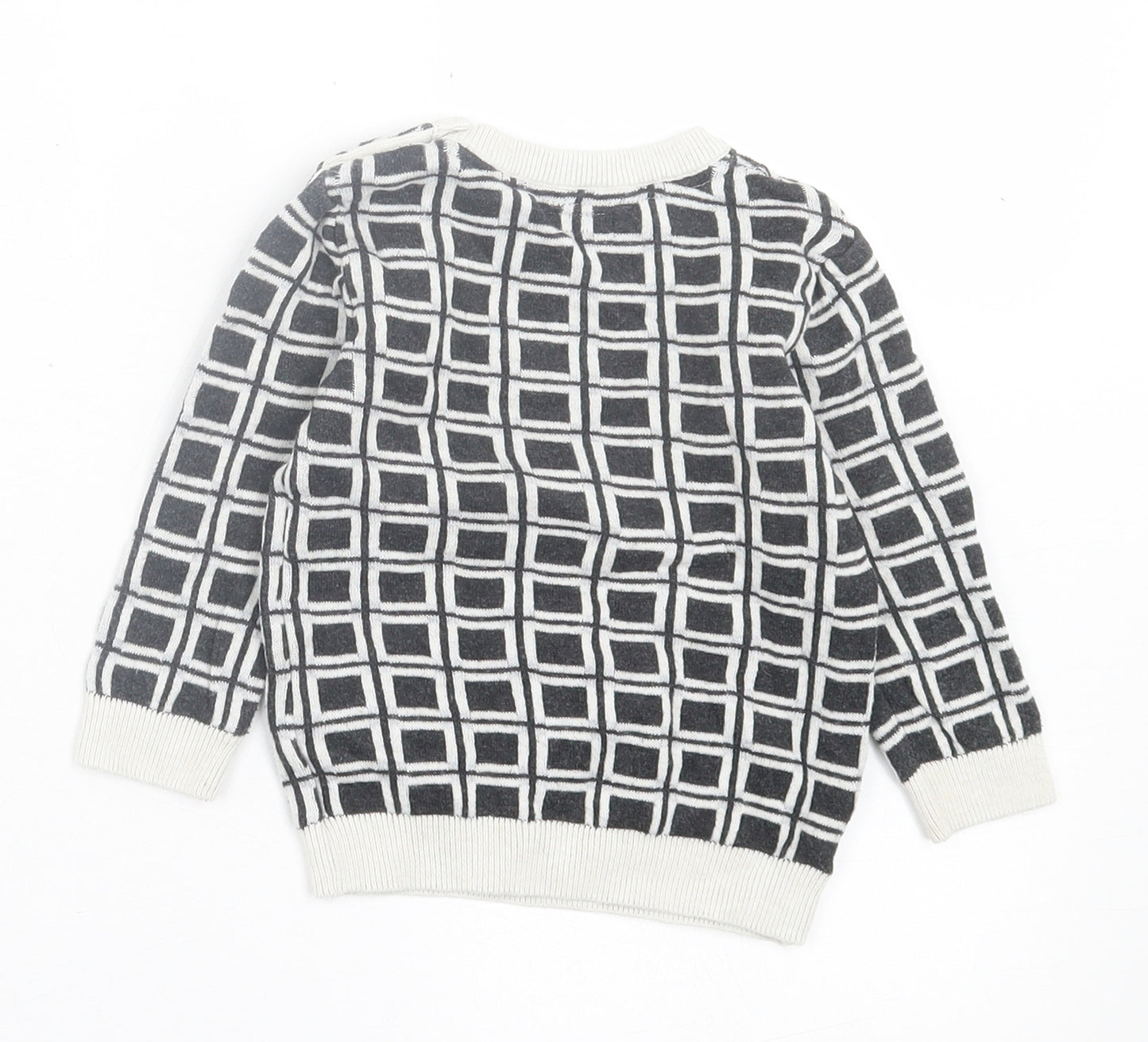 NEXT Boys Black Geometric Cotton Basic Casual Size 9-12 Months Crew Neck Button