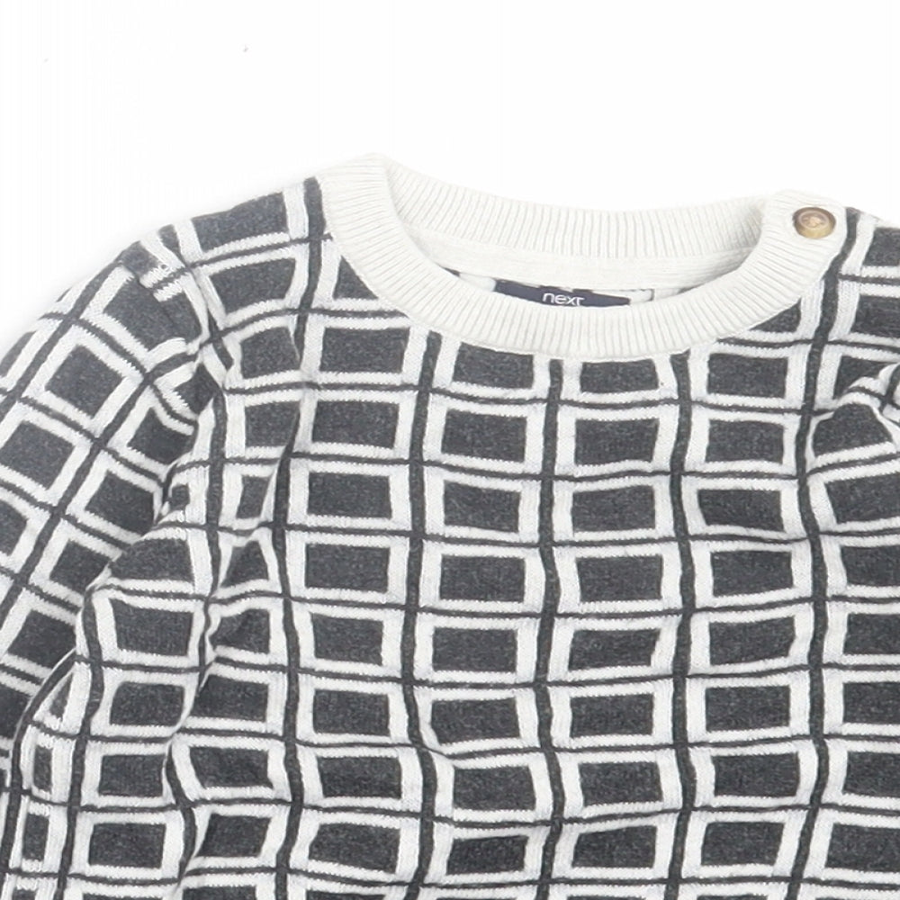 NEXT Boys Black Geometric Cotton Basic Casual Size 9-12 Months Crew Neck Button