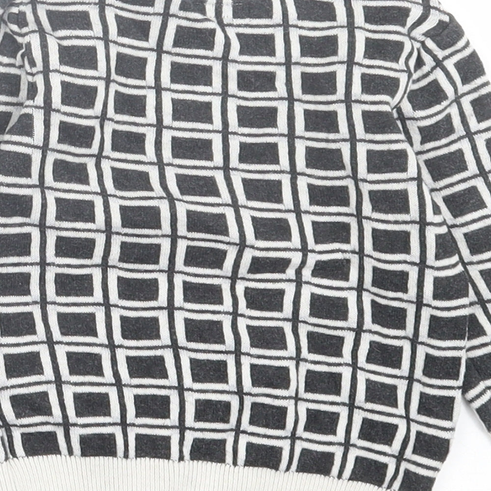 NEXT Boys Black Geometric Cotton Basic Casual Size 9-12 Months Crew Neck Button