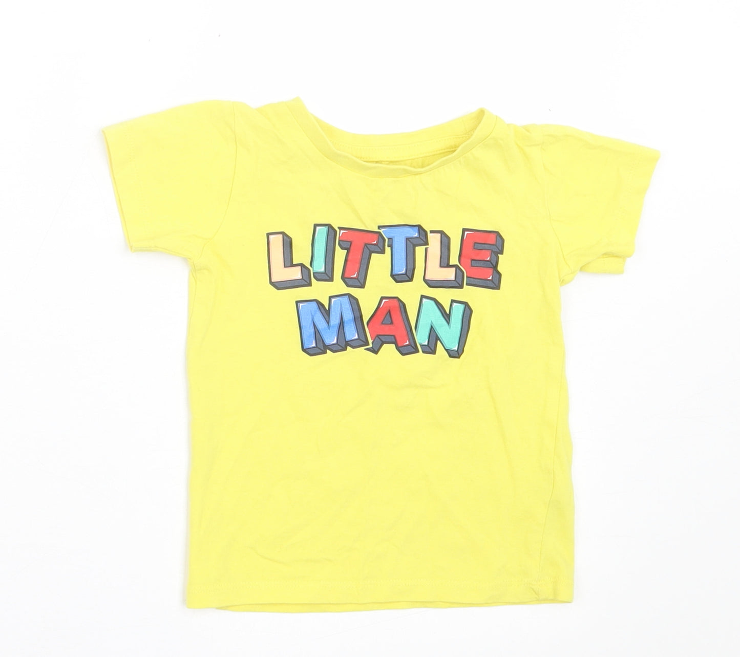 Dunnes Stores Boys Yellow  Cotton Basic T-Shirt Size 9-12 Months Crew Neck Pullover