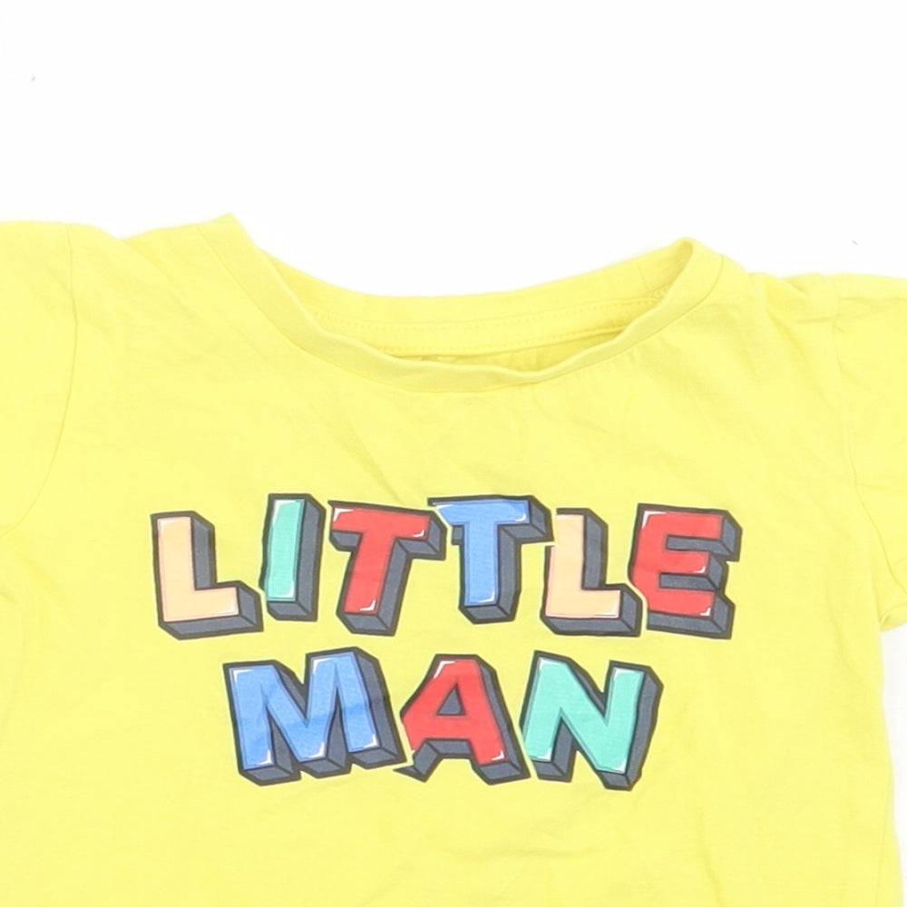 Dunnes Stores Boys Yellow  Cotton Basic T-Shirt Size 9-12 Months Crew Neck Pullover