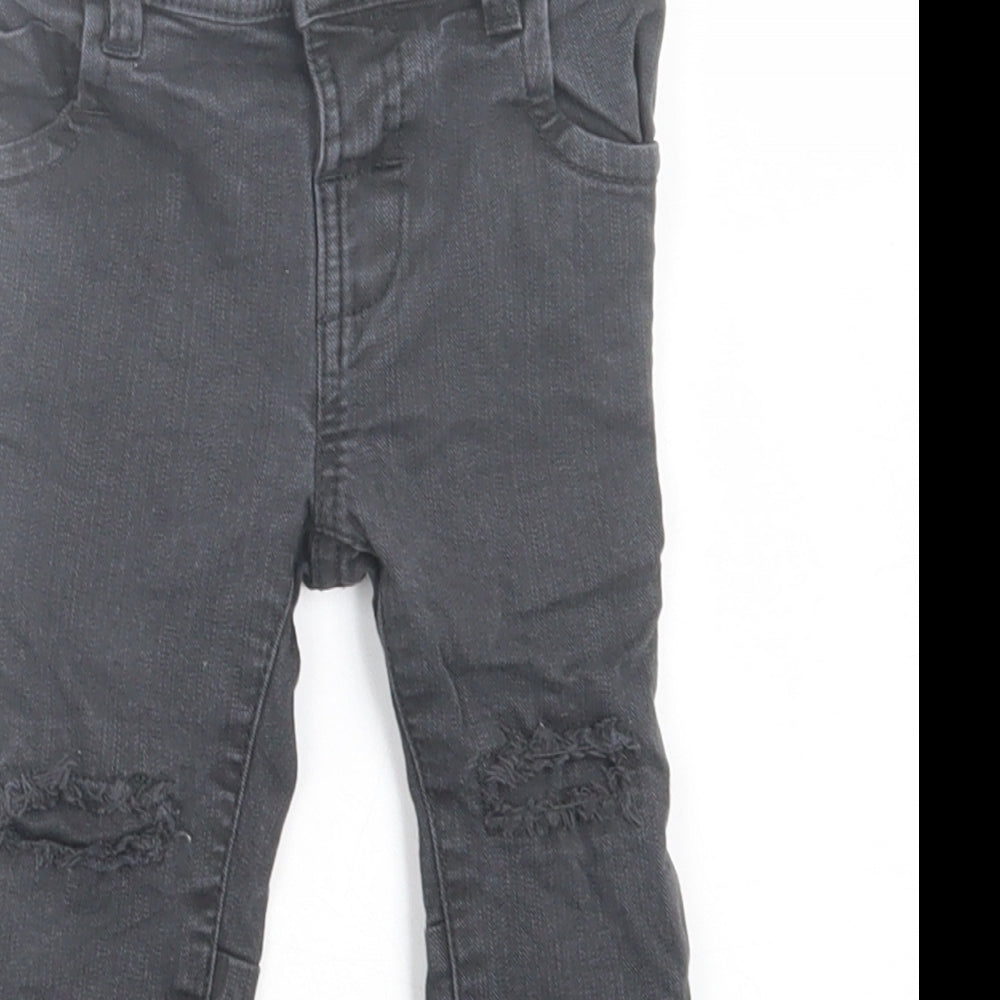 NEXT Boys Black  Cotton Capri Jeans Size 6-9 Months  Button