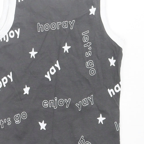 Primark Boys Grey Geometric Cotton Basic Tank Size 9-12 Months Crew Neck Pullover