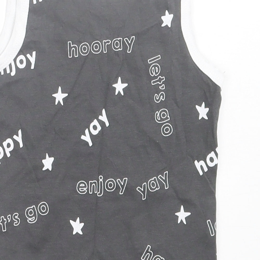 Primark Boys Grey Geometric Cotton Basic Tank Size 9-12 Months Crew Neck Pullover