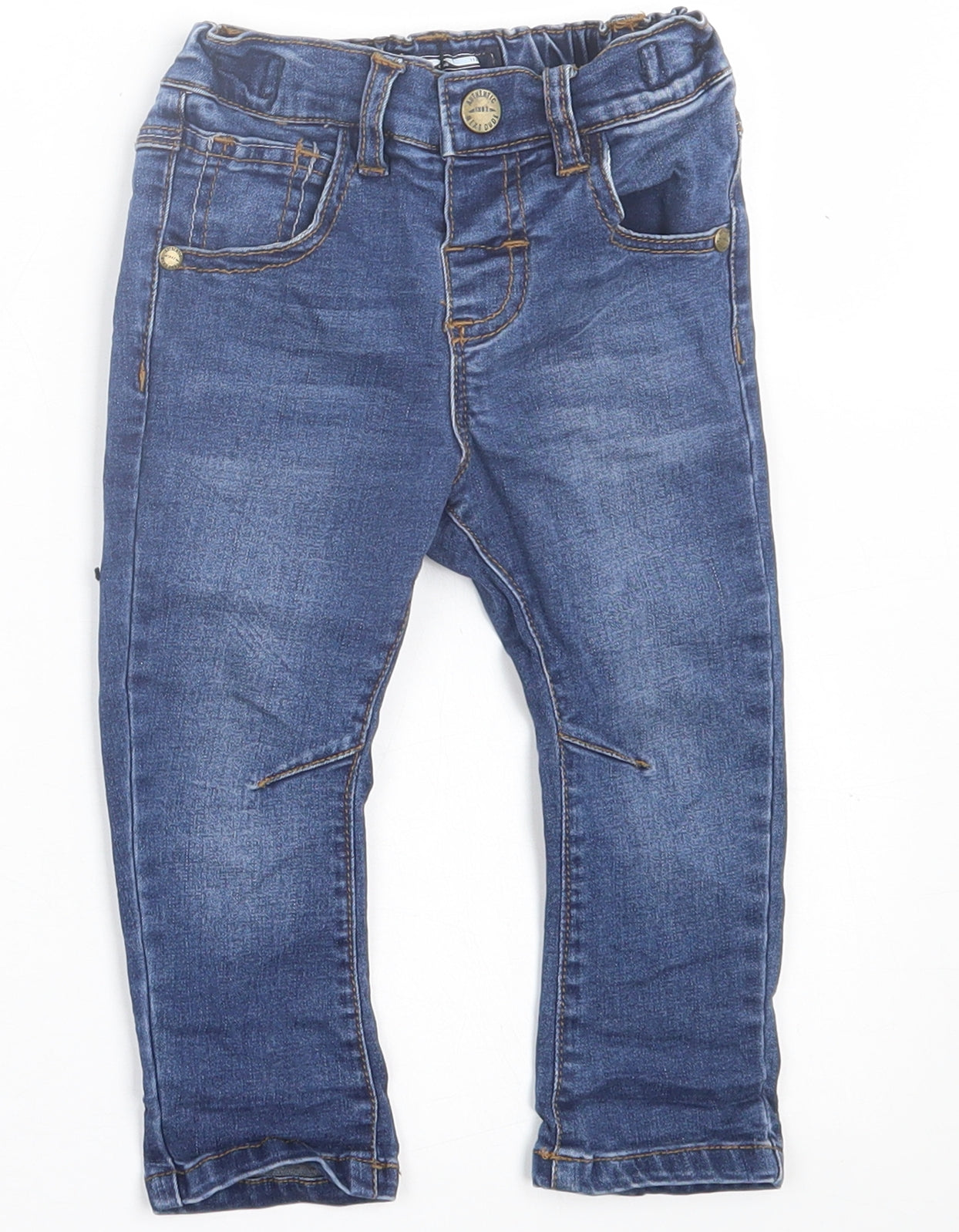 NEXT Boys Blue  Cotton Capri Jeans Size 9-12 Months  Button