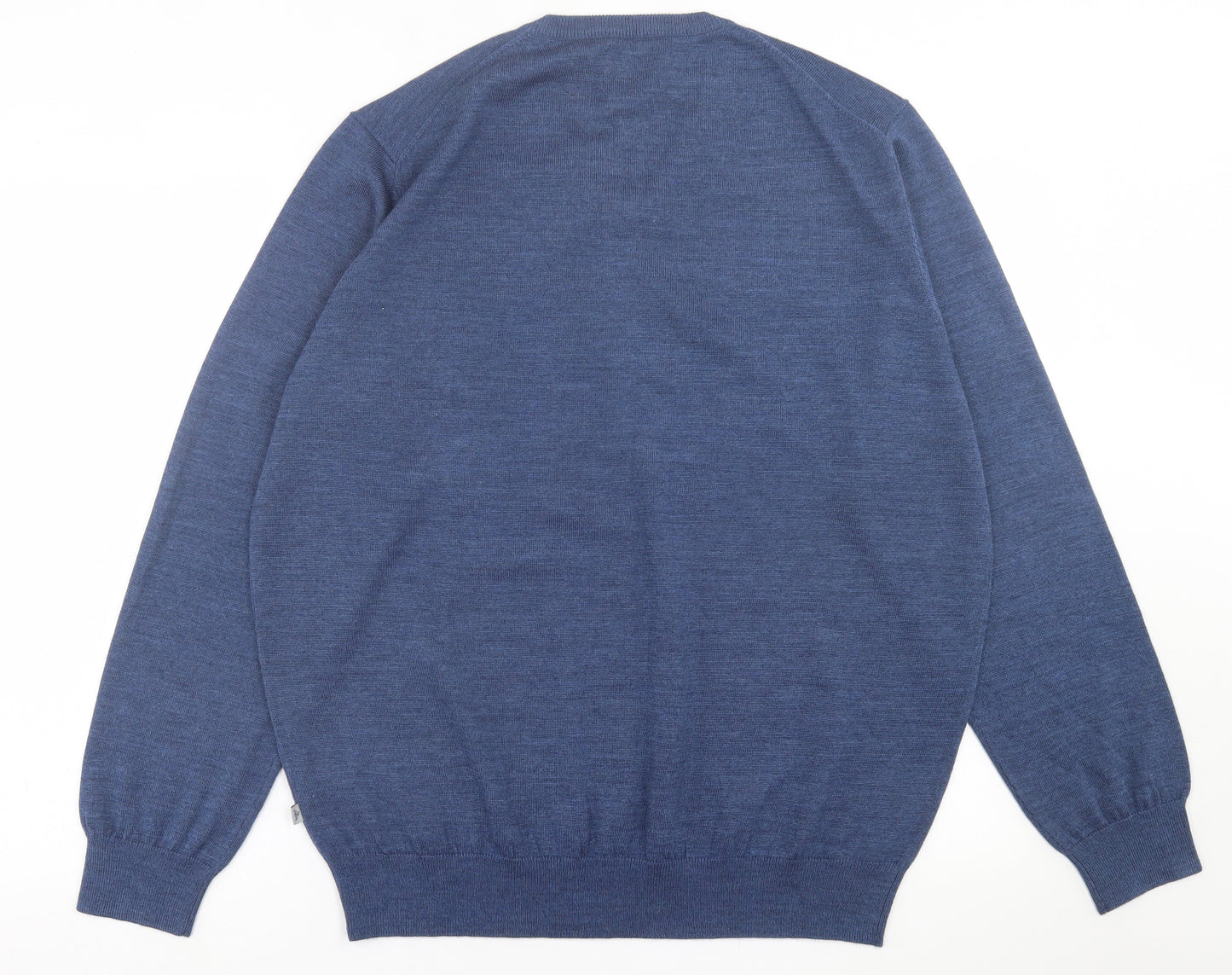 Morley Mens Blue V-Neck  Wool Pullover Jumper Size XL