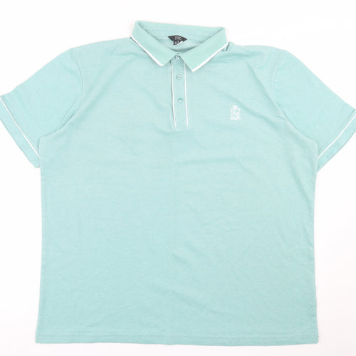 F&F Mens Green  Cotton  Polo Size 2XL Collared Button