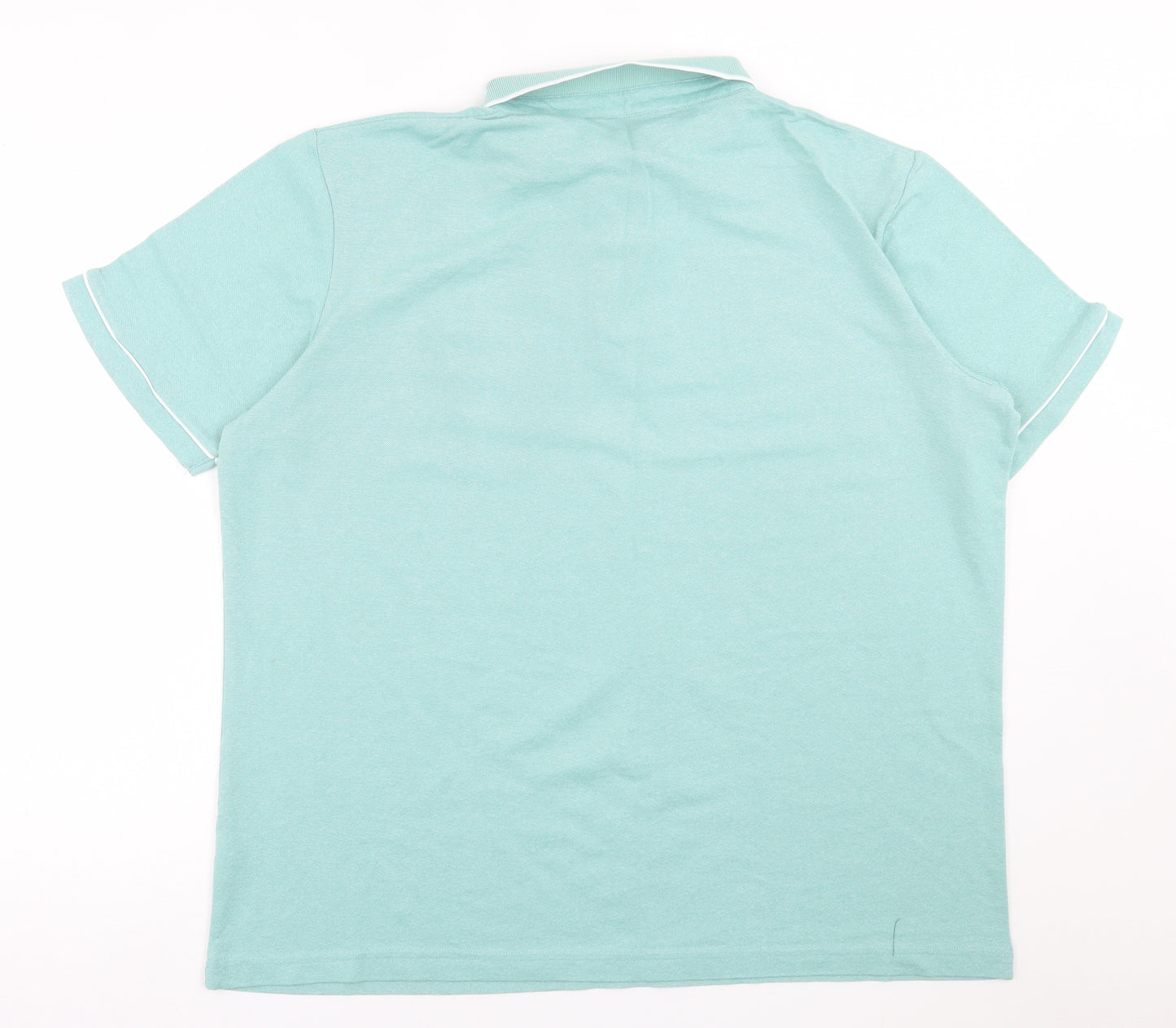 F&F Mens Green  Cotton  Polo Size 2XL Collared Button