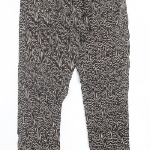 OVS Womens Brown Animal Print Viscose Capri Trousers Size 10 L26 in Regular