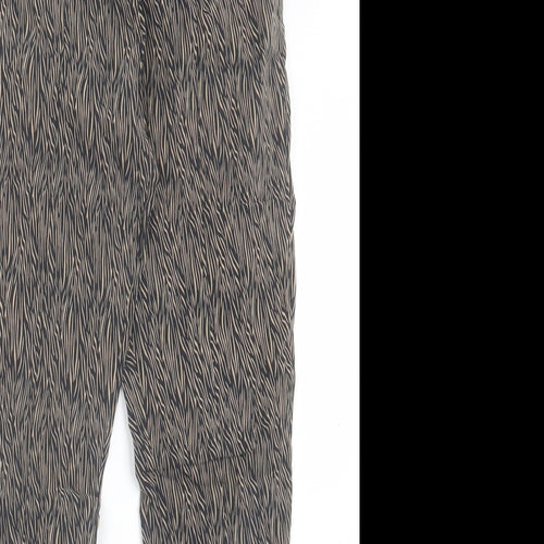 OVS Womens Brown Animal Print Viscose Capri Trousers Size 10 L26 in Regular