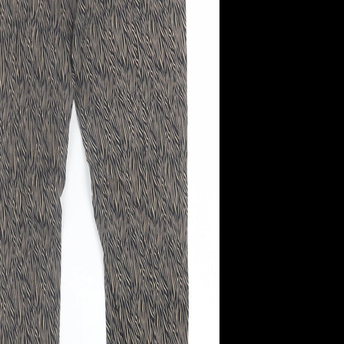 OVS Womens Brown Animal Print Viscose Capri Trousers Size 10 L26 in Regular