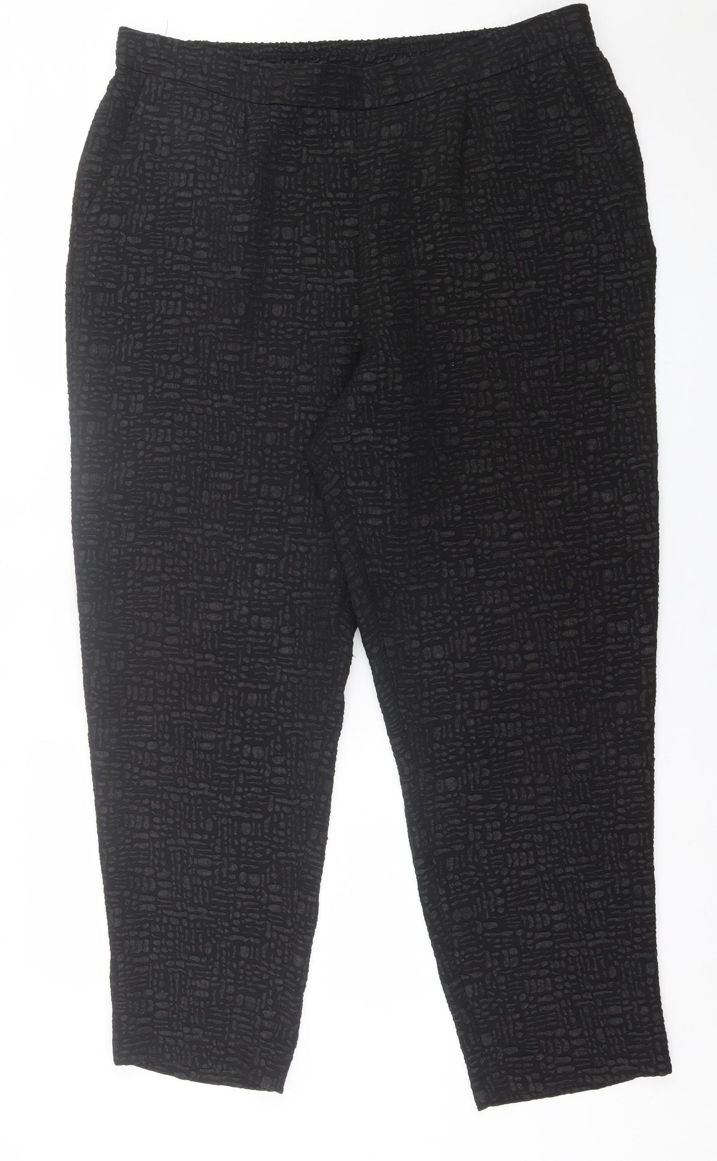 TU Womens Black Geometric Polyester Trousers  Size 18 L28 in Regular