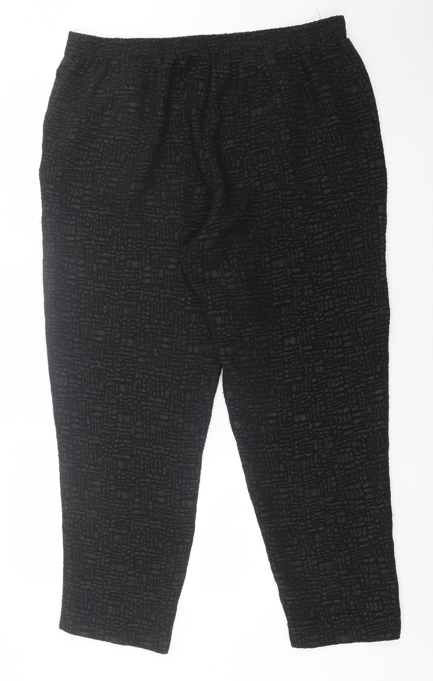TU Womens Black Geometric Polyester Trousers  Size 18 L28 in Regular