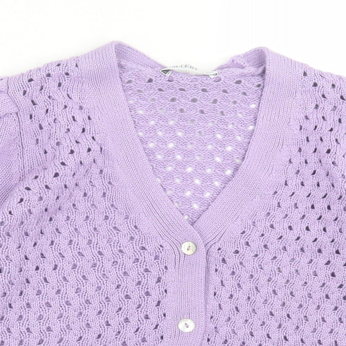 Gallery Womens Purple V-Neck  Acrylic Cardigan Jumper Size S
