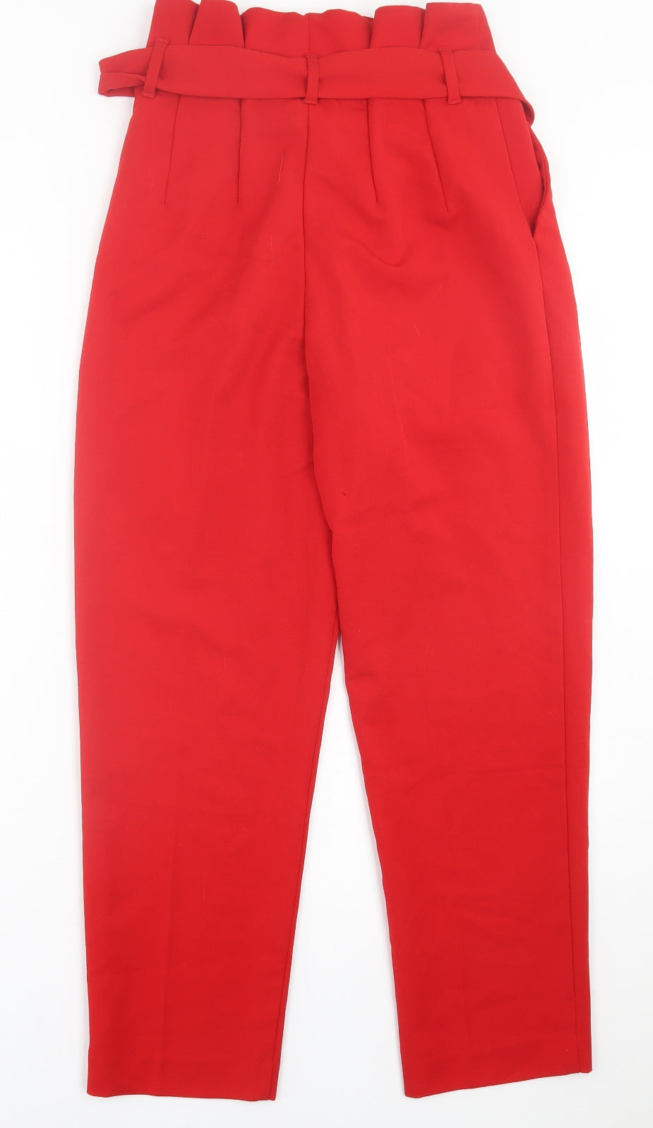 H&M Womens Red  Polyester Trousers  Size 8 L27 in Regular Hook & Eye