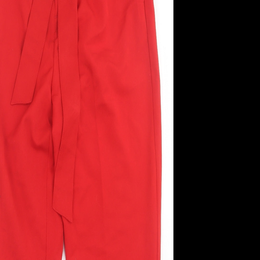 H&M Womens Red  Polyester Trousers  Size 8 L27 in Regular Hook & Eye