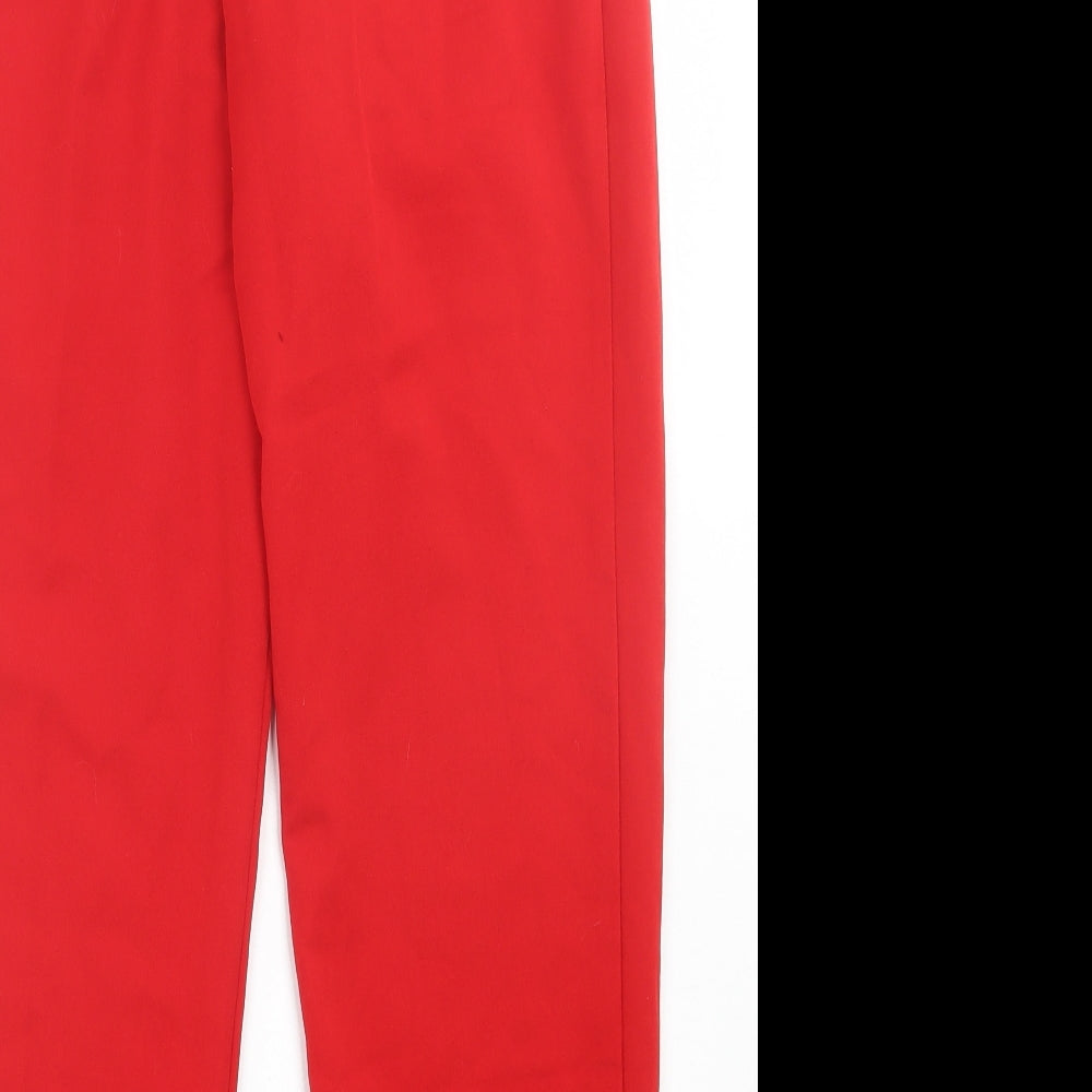 H&M Womens Red  Polyester Trousers  Size 8 L27 in Regular Hook & Eye
