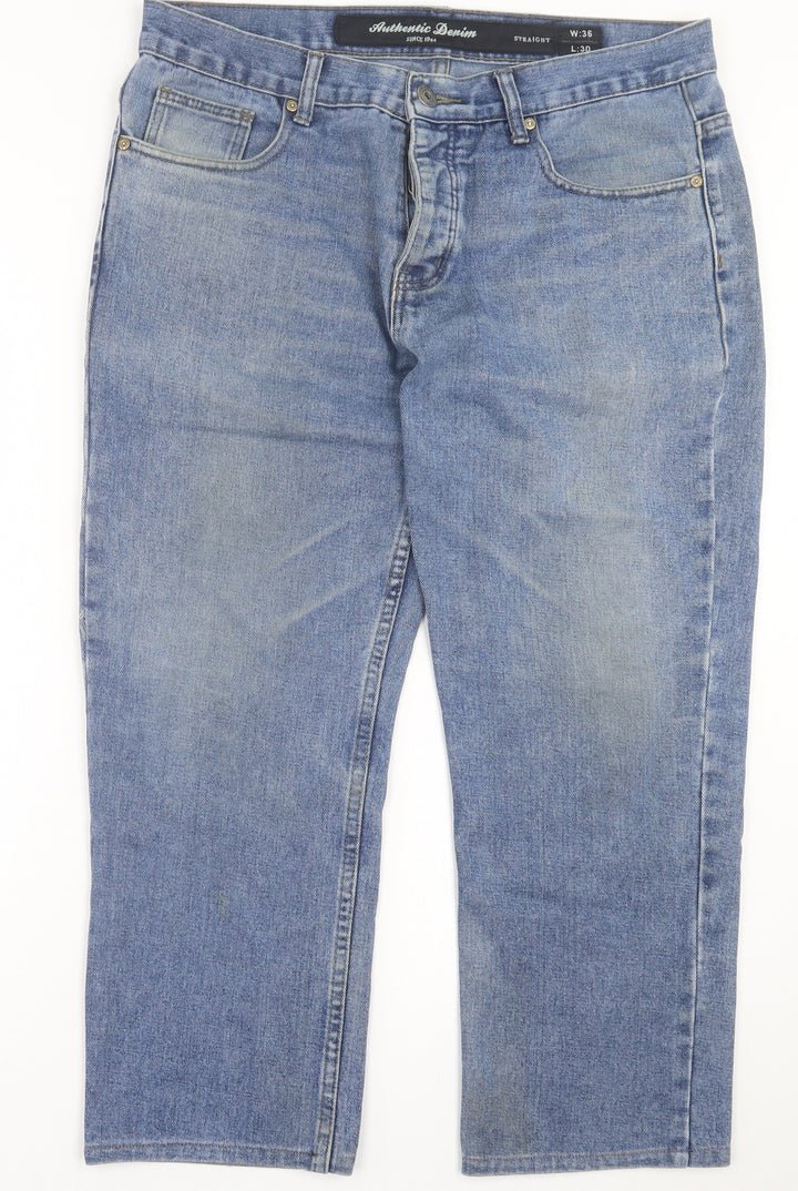 Authenic Denim Mens Blue Cotton Skinny Jeans Size 36 in L30 in Regular Button