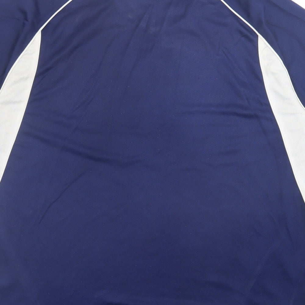 adidas Mens Blue  Polyester Basic T-Shirt Size L V-Neck Pullover