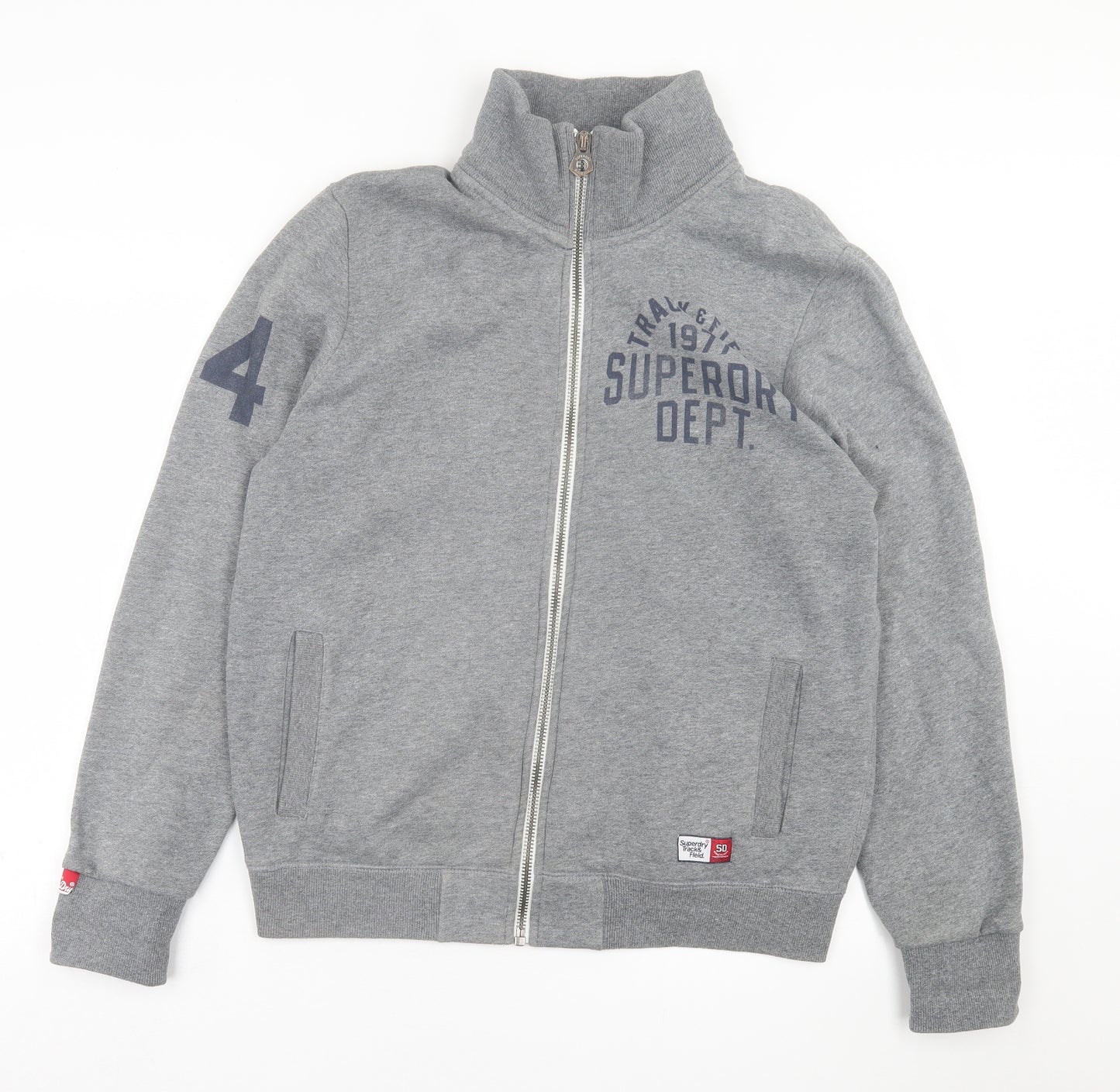 Superdry Mens Grey  Cotton Full Zip Sweatshirt Size XL