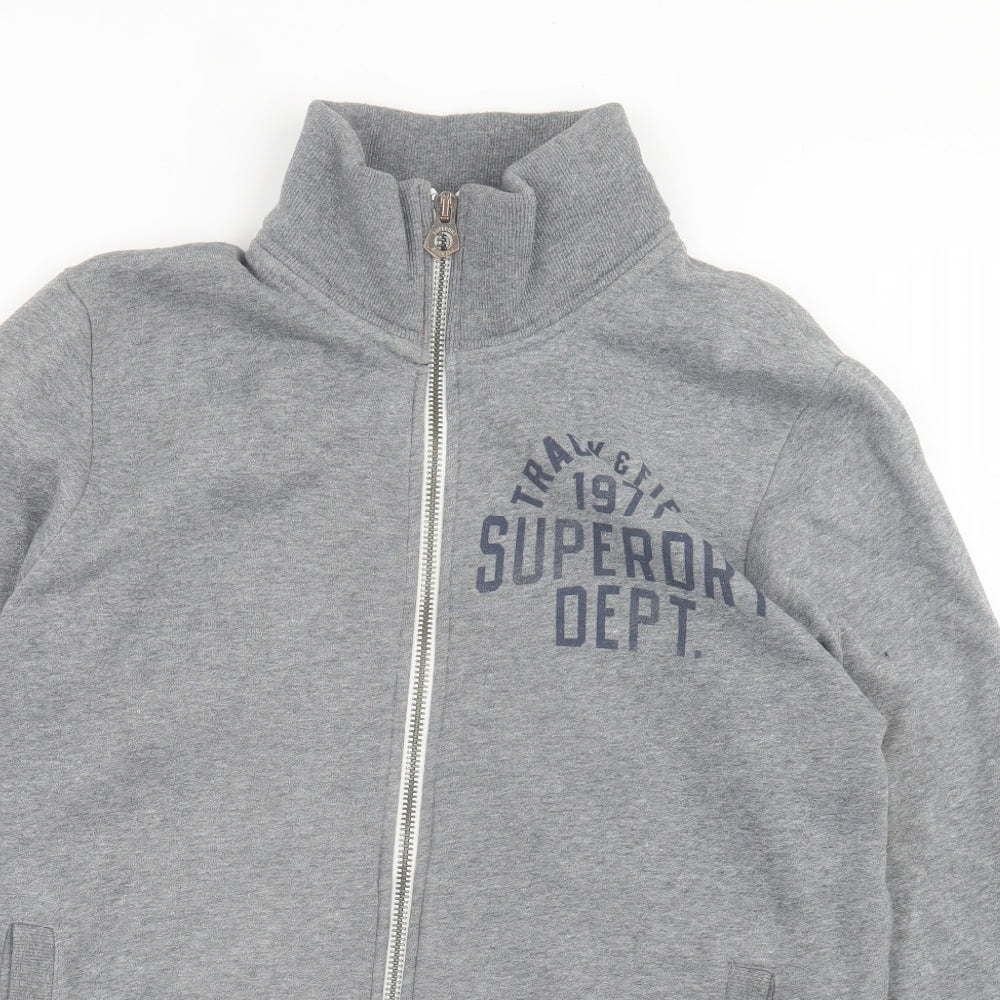 Superdry Mens Grey  Cotton Full Zip Sweatshirt Size XL
