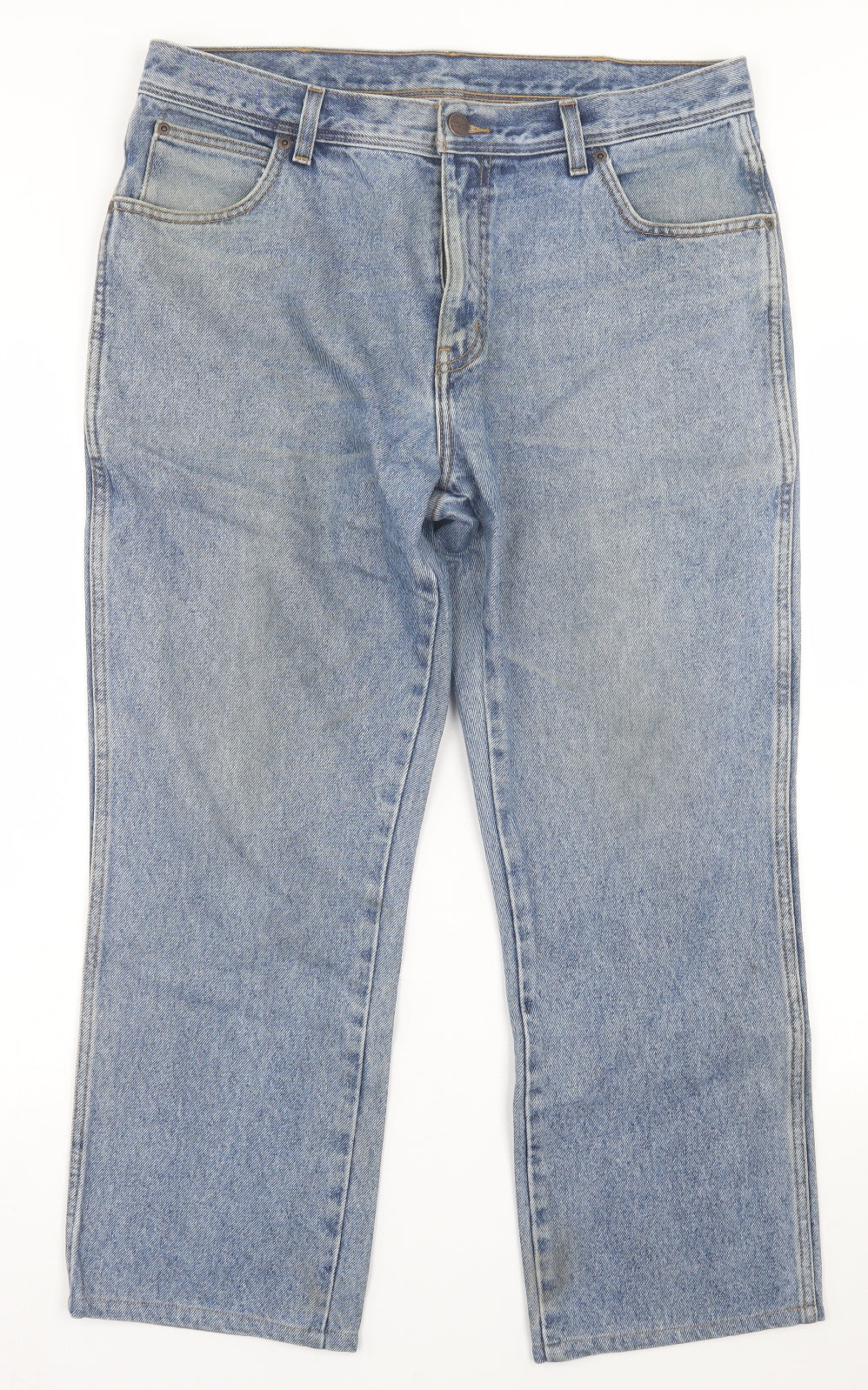 Wranglers Mens Blue  Cotton Straight Jeans Size 36 in L30 in Regular Button