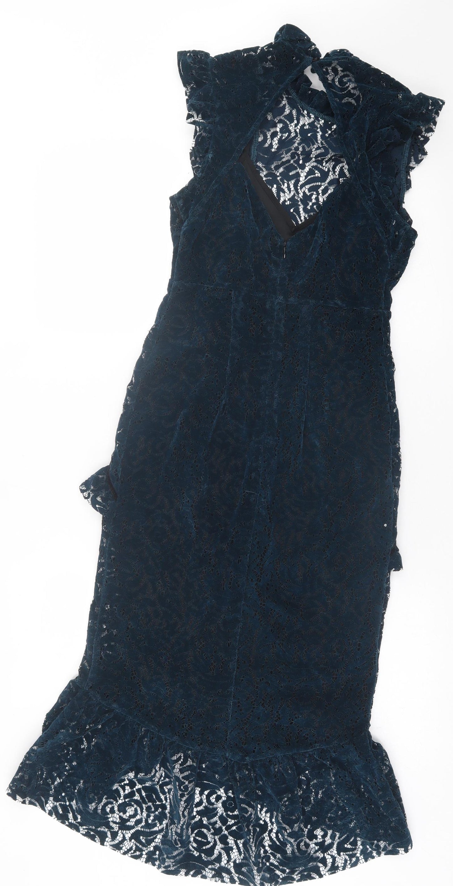 Hope & Ivy Womens Blue Floral Polyester A-Line  Size 8  High Neck Zip