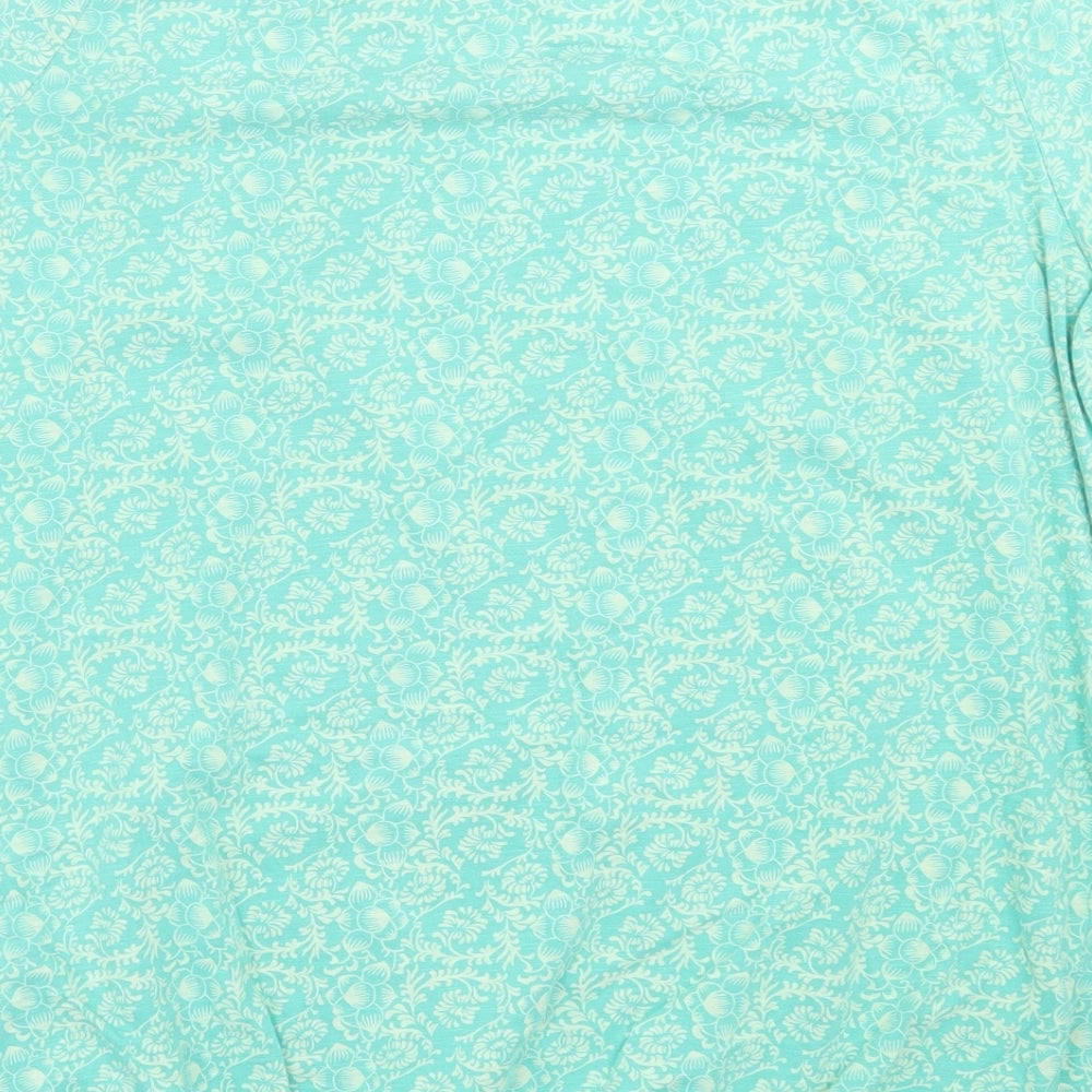 Sheego Womens Green Geometric Cotton Basic T-Shirt Size 18 Scoop Neck