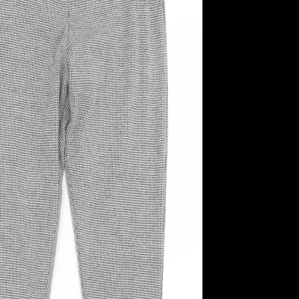 New Look Womens Black Plaid Polyester Capri Trousers Size 16 L28 in Regular