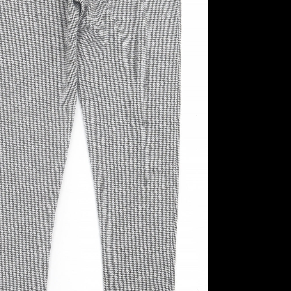 New Look Womens Black Plaid Polyester Capri Trousers Size 16 L28 in Regular