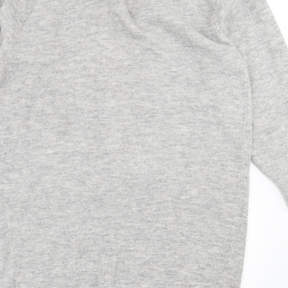H&M Womens Grey V-Neck  Acrylic Cardigan Jumper Size S
