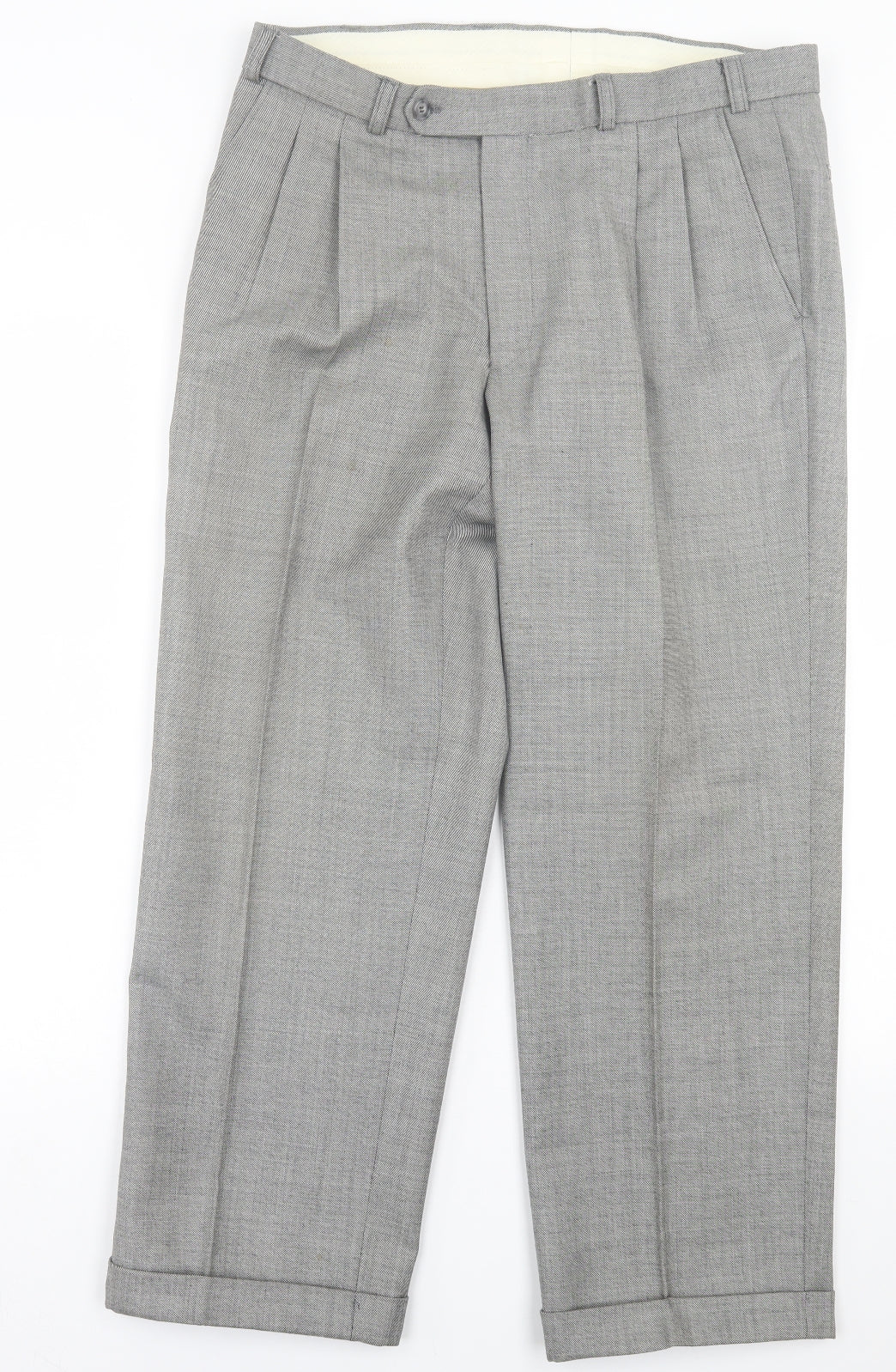 Magee Mens Grey  Wool Trousers  Size 36 in L27 in Regular Button