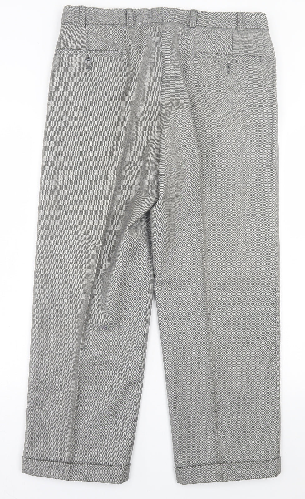 Magee Mens Grey  Wool Trousers  Size 36 in L27 in Regular Button