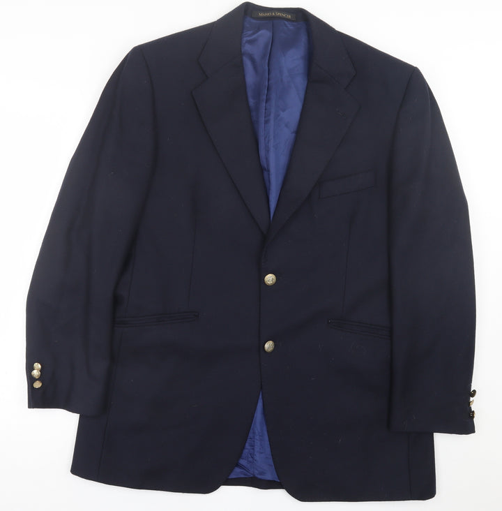 Marks and Spencer Mens Blue  Wool Jacket Suit Jacket Size 42
