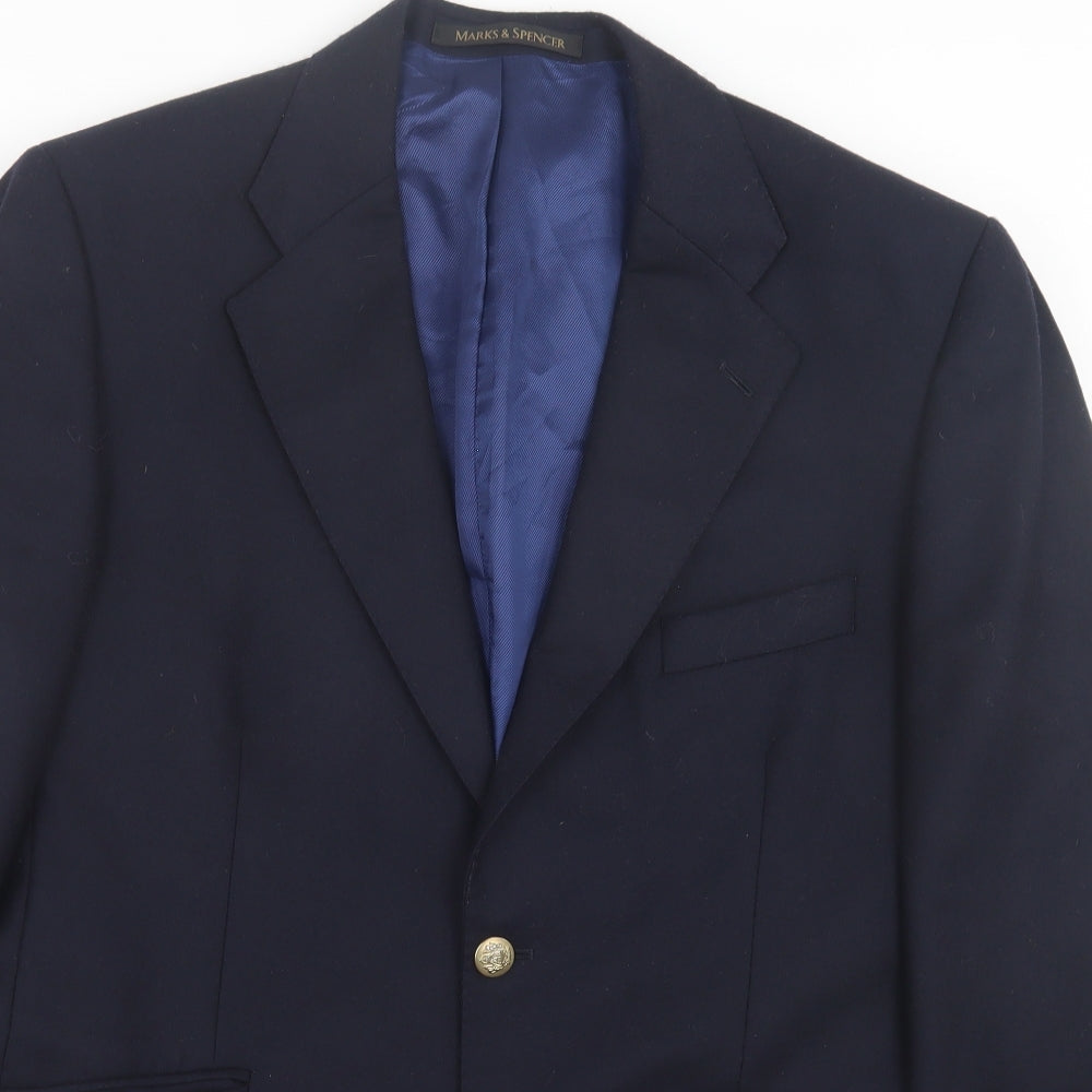 Marks and Spencer Mens Blue  Wool Jacket Suit Jacket Size 42