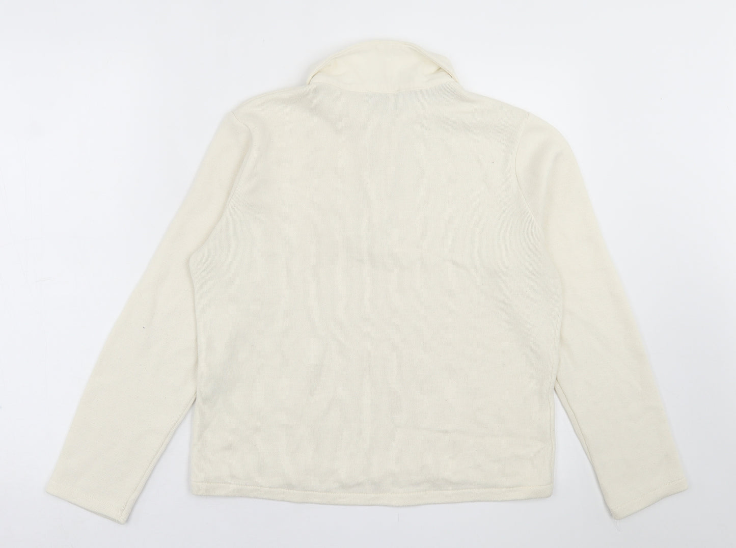 Zara Womens Ivory Collared  Viscose Pullover Jumper Size L