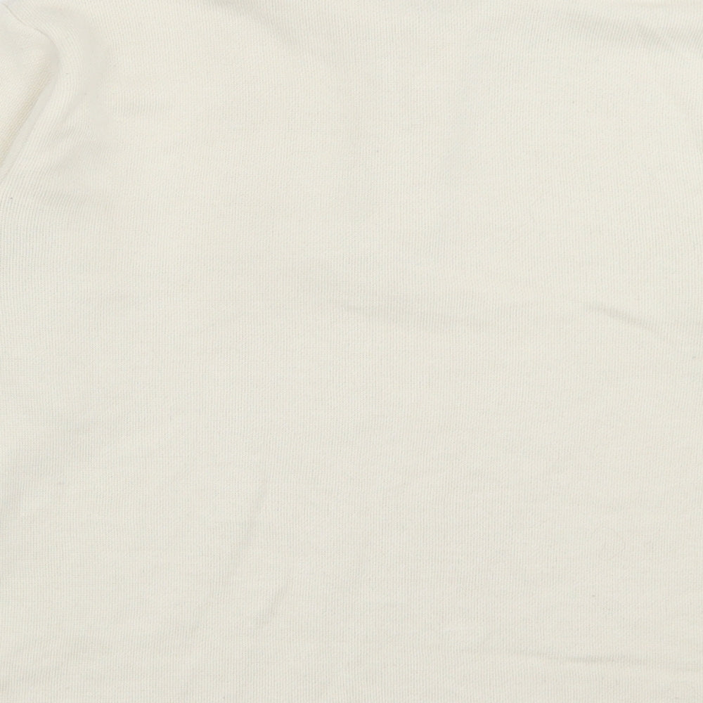 Zara Womens Ivory Collared  Viscose Pullover Jumper Size L