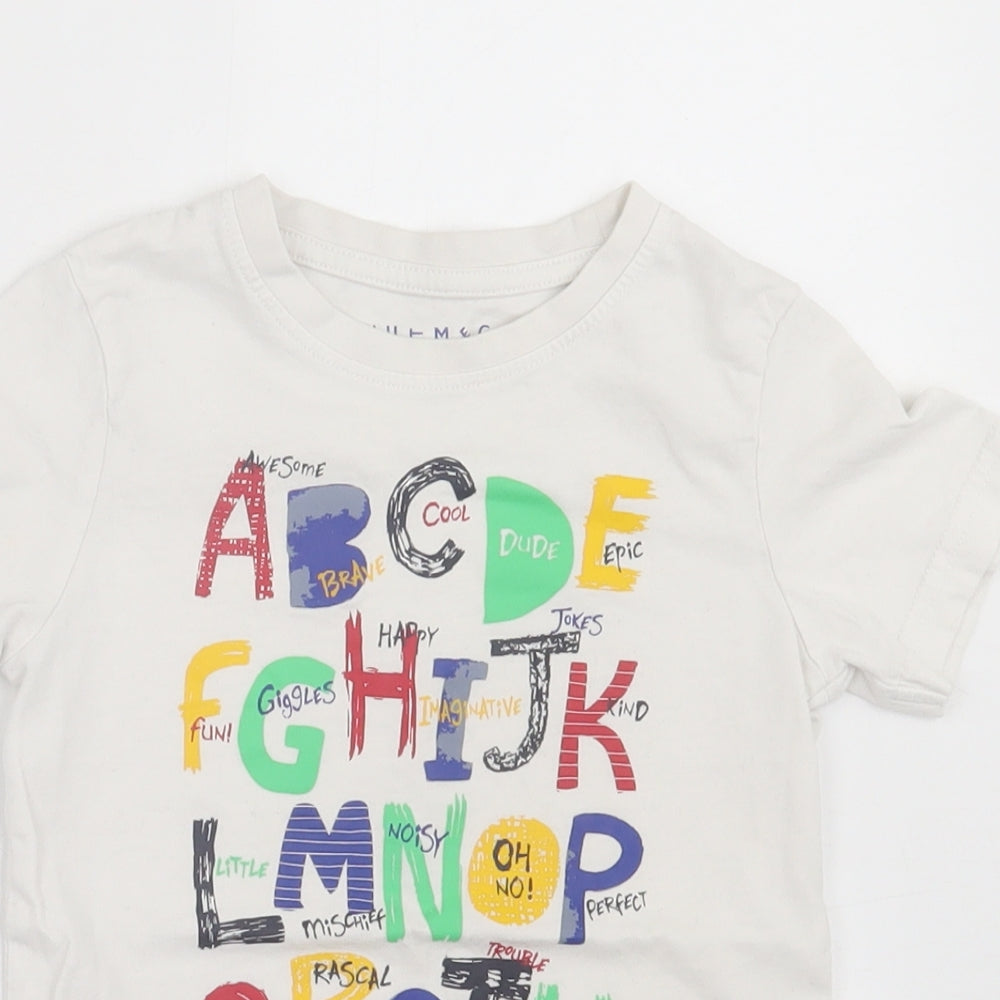 Nutmeg Boys White  Cotton Basic T-Shirt Size 4-5 Years Crew Neck Pullover
