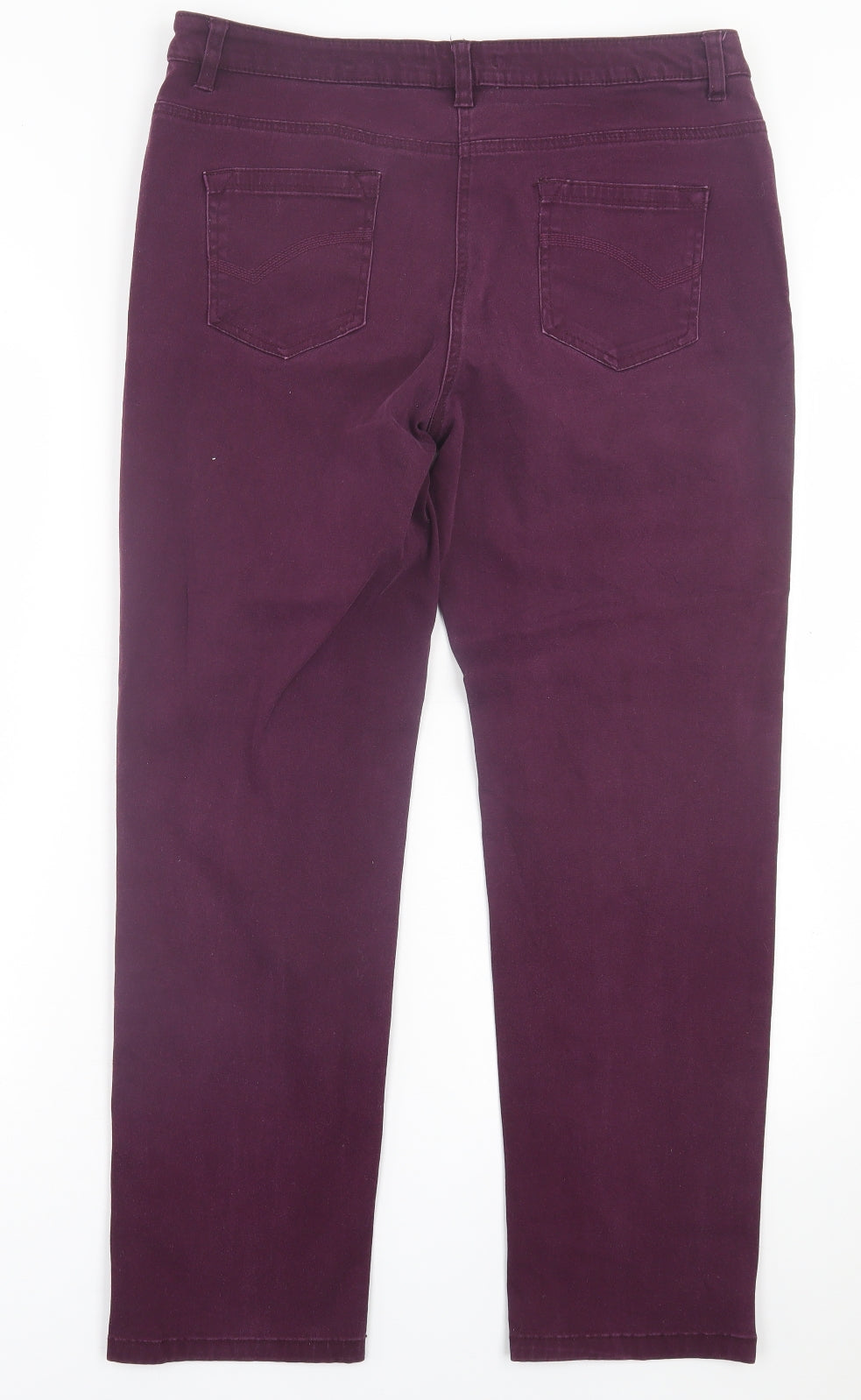 Bm Collection Womens Purple  Cotton Straight Jeans Size 14 L28 in Regular Button