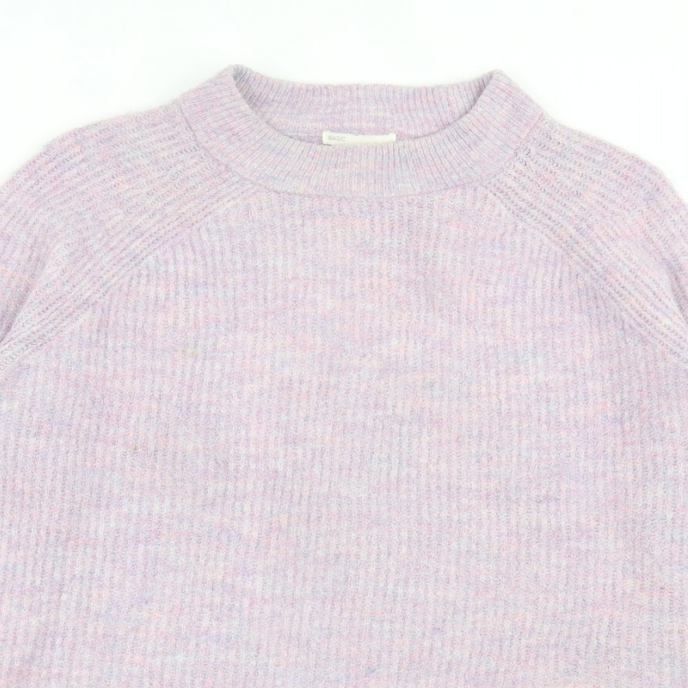 H&M Womens Purple Crew Neck  Acrylic Pullover Jumper Size M