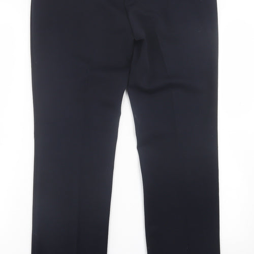 Marks and Spencer Womens Blue  Polyester Trousers  Size 12 L31 in Regular Hook & Eye