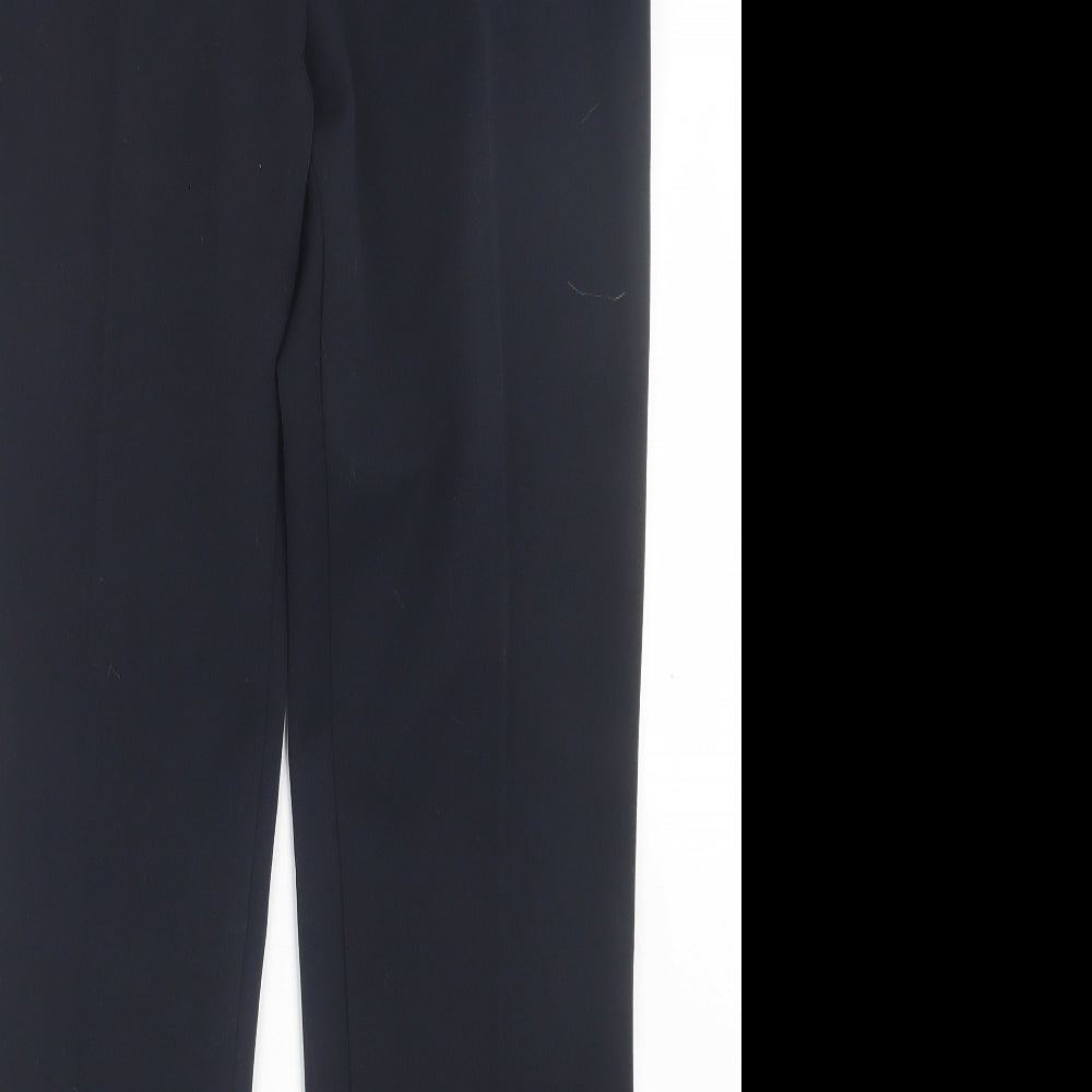 Marks and Spencer Womens Blue  Polyester Trousers  Size 12 L31 in Regular Hook & Eye